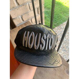 Houston Faux Leather Hat Ball Cap Snap Back Black Casual Texas KBETHOS Street